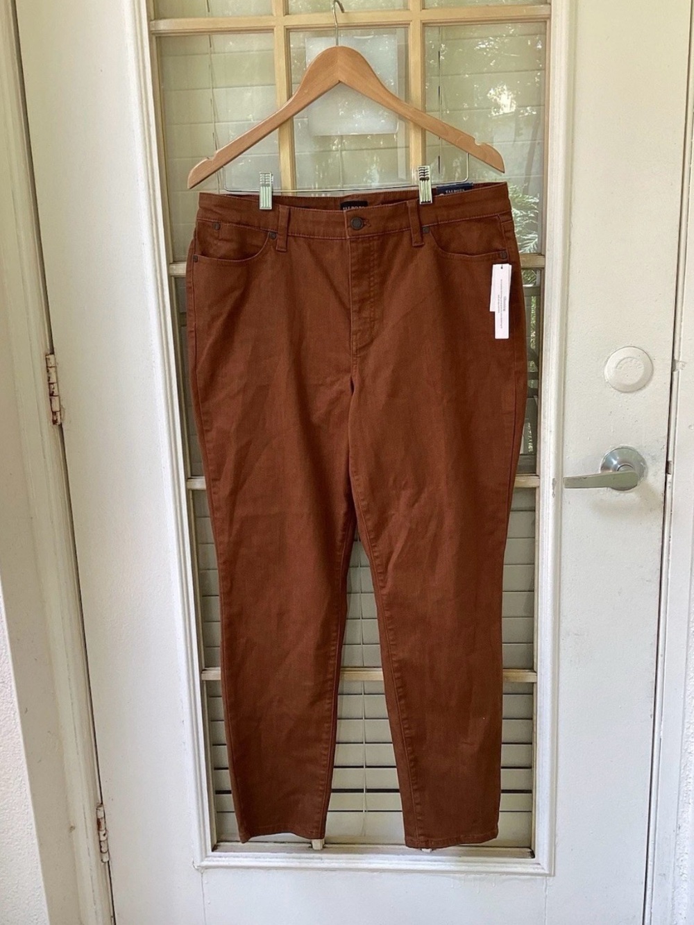 NWT Talbots Slim Ankle Jeans Spicy Brown Size 14 Mid-rise Stretch Cotton Blend